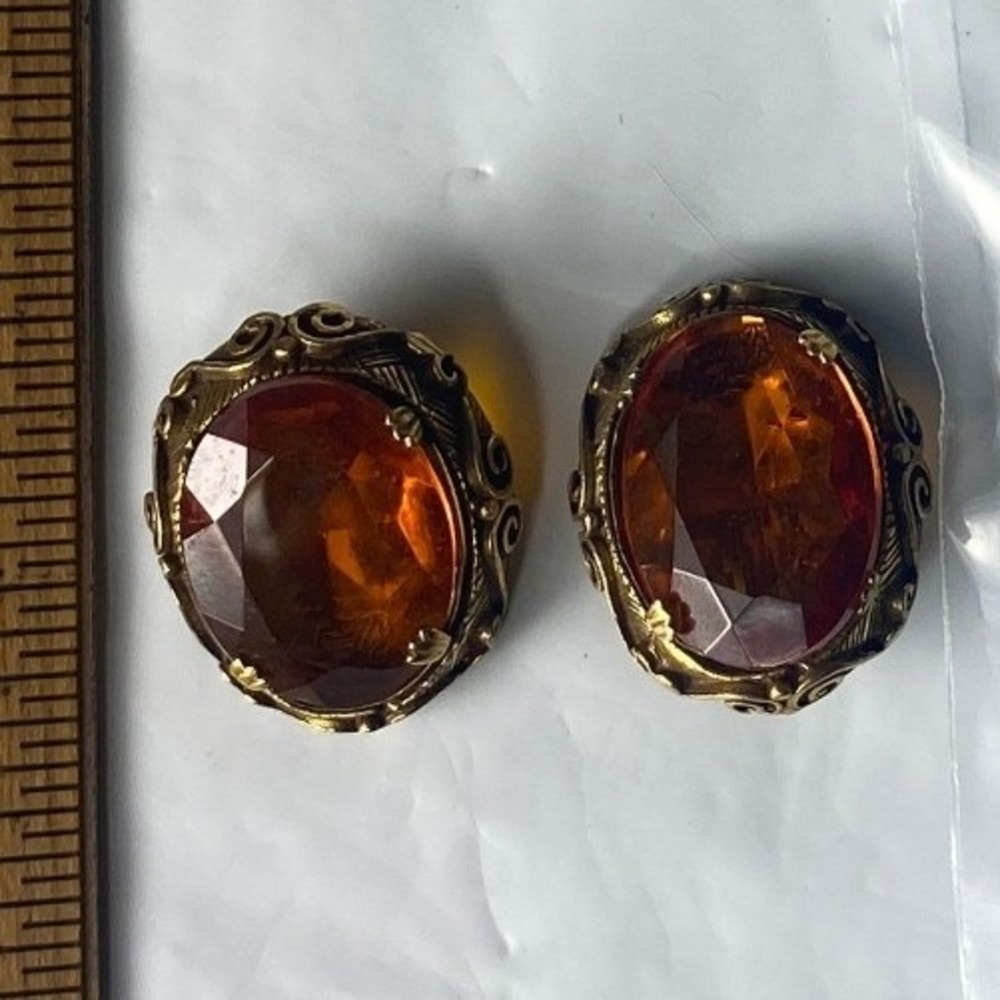 Vintage Gold Tone Clip On Oval Earrings Women's Fashion Jewelry‎